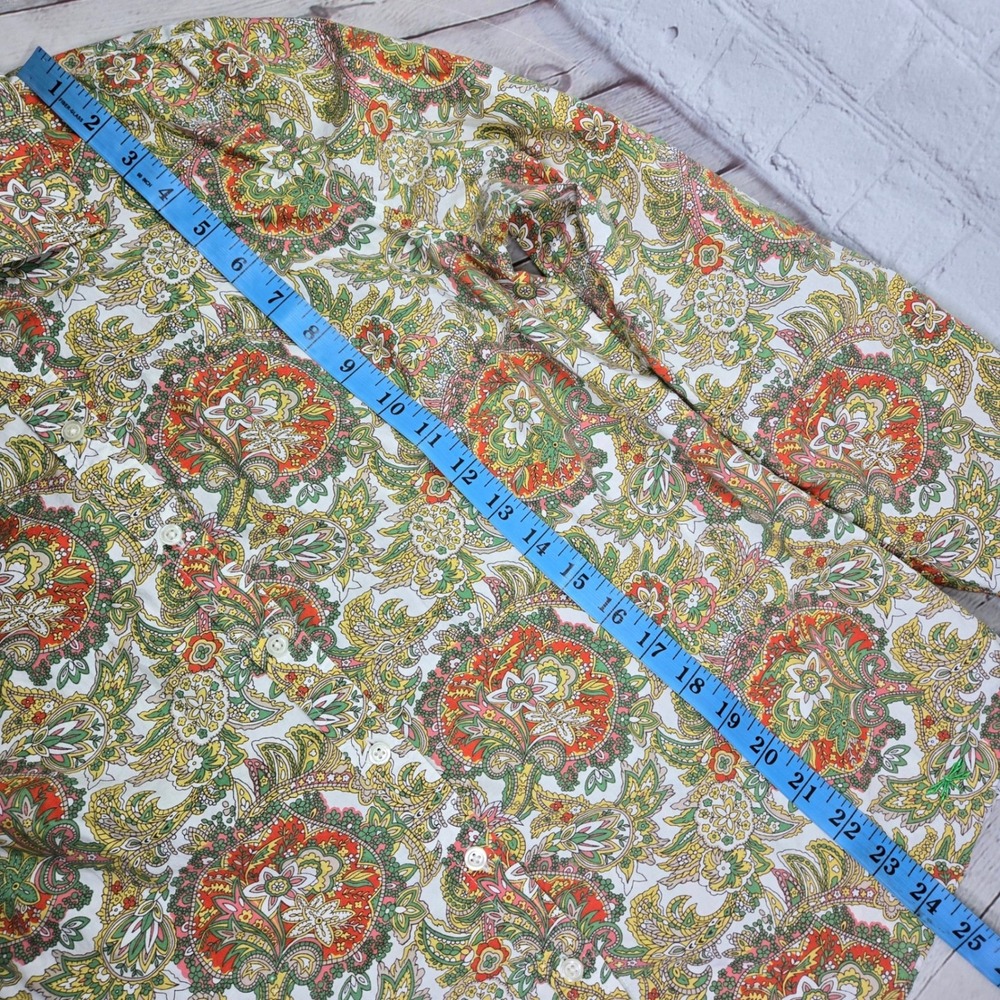 Talbots Petites Paisley Button Down Shirt Womens 12P Multicolor Roll Tab‎ Sleeve - Picture 10 of 10